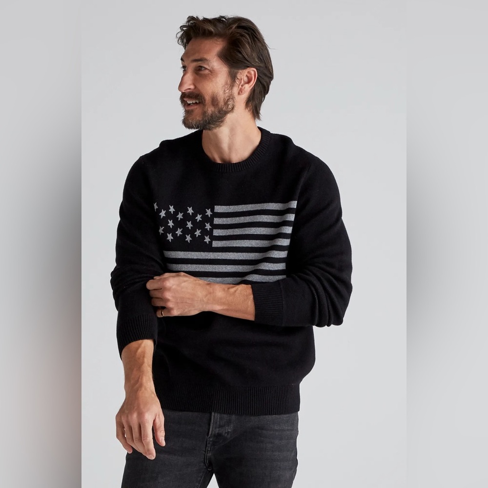 Lucky Brand Men's USA Flag Crewneck Sweater